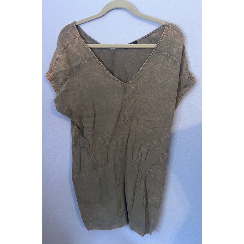 Very J Brown Rustic V Neck Dress‎ Size Small